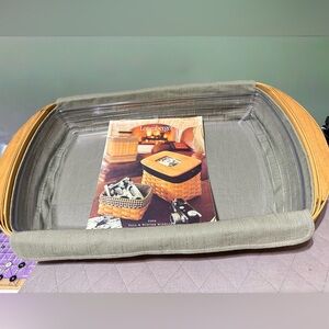 Longaberger Tan “ Serve it up” Woven Basket with Liner